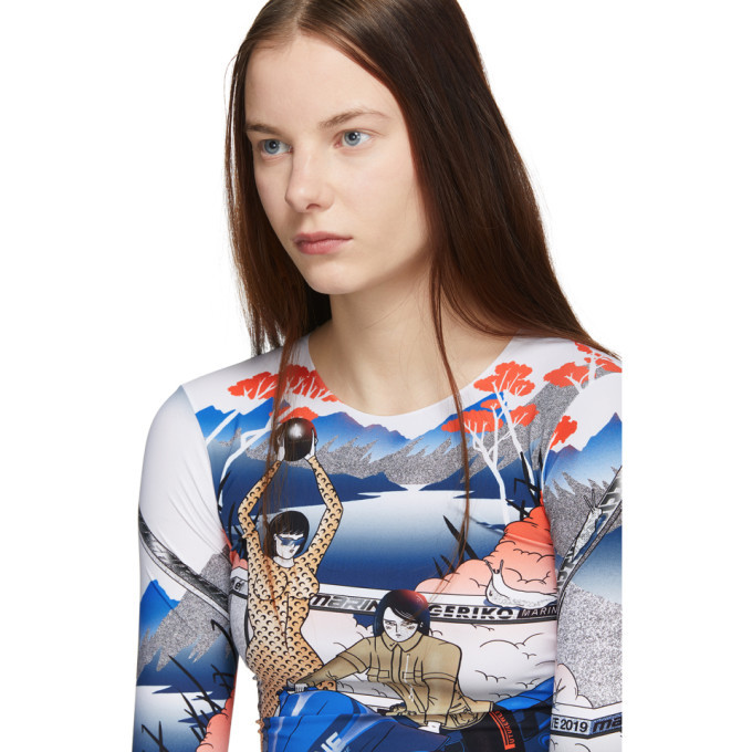 Marine Serre Multicolor Helene Jeudy Edition Graphic Long Sleeve T