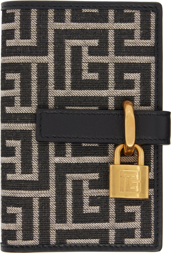 Photo: Balmain Black Pulse Holder Monogram Jacquard Card Holder