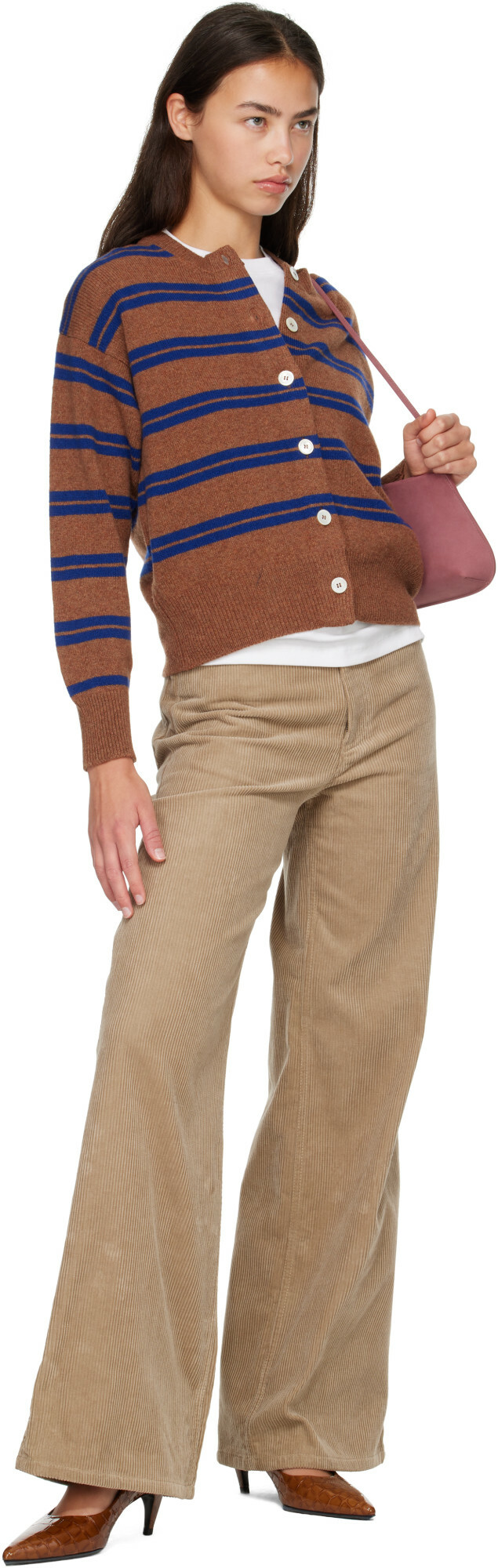 &Daughter Brown Ada Crewneck Cardigan