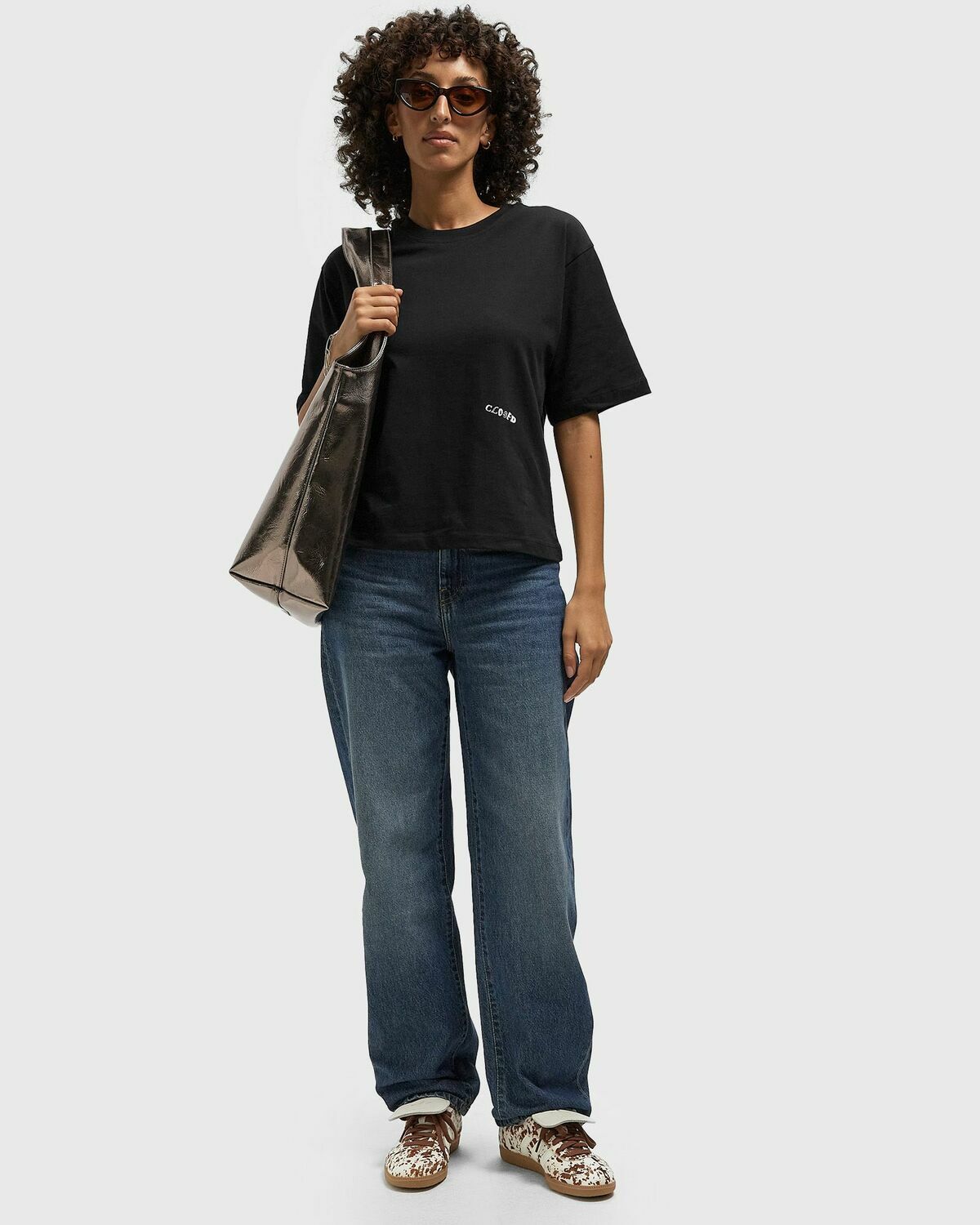 CLOSED PRINTED TEE Black Womens Shortsleefe