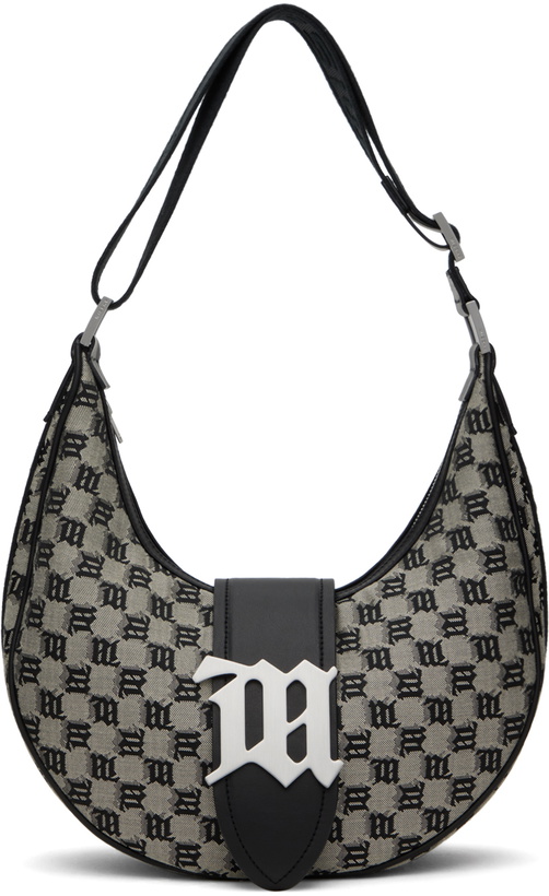 Photo: MISBHV Taupe & Black Jacquard Monogram Moon Bag