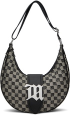MISBHV Taupe & Black Jacquard Monogram Moon Bag