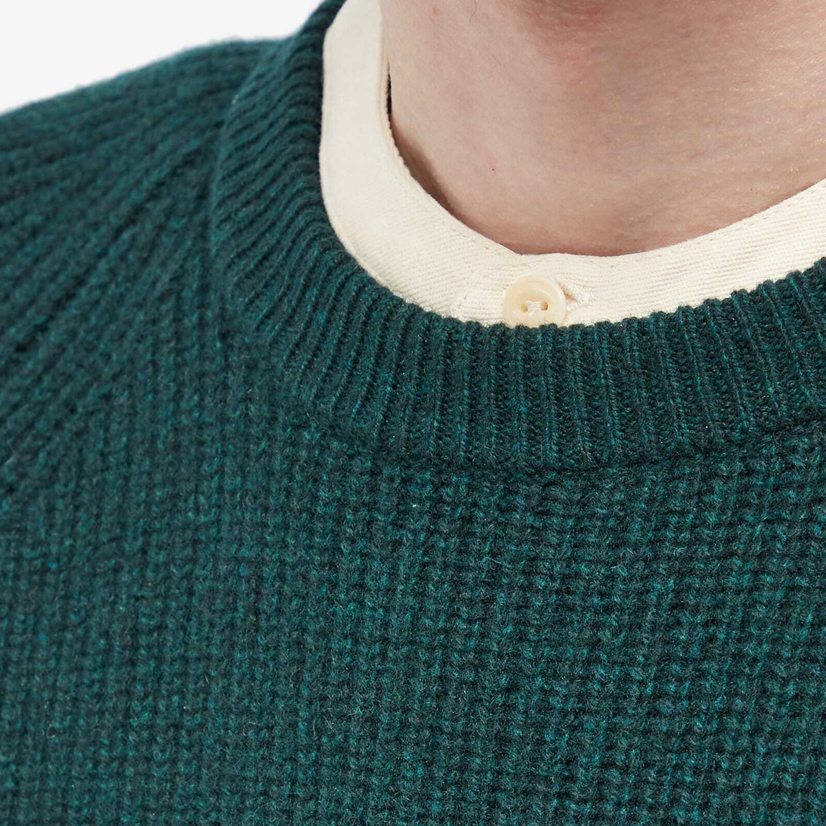 John Smedley Men's Upson Ribbed Crew Knit in Forest John Smedley John Smedley Men's Upson Ribbed Crew Knit in Forest John Smedley