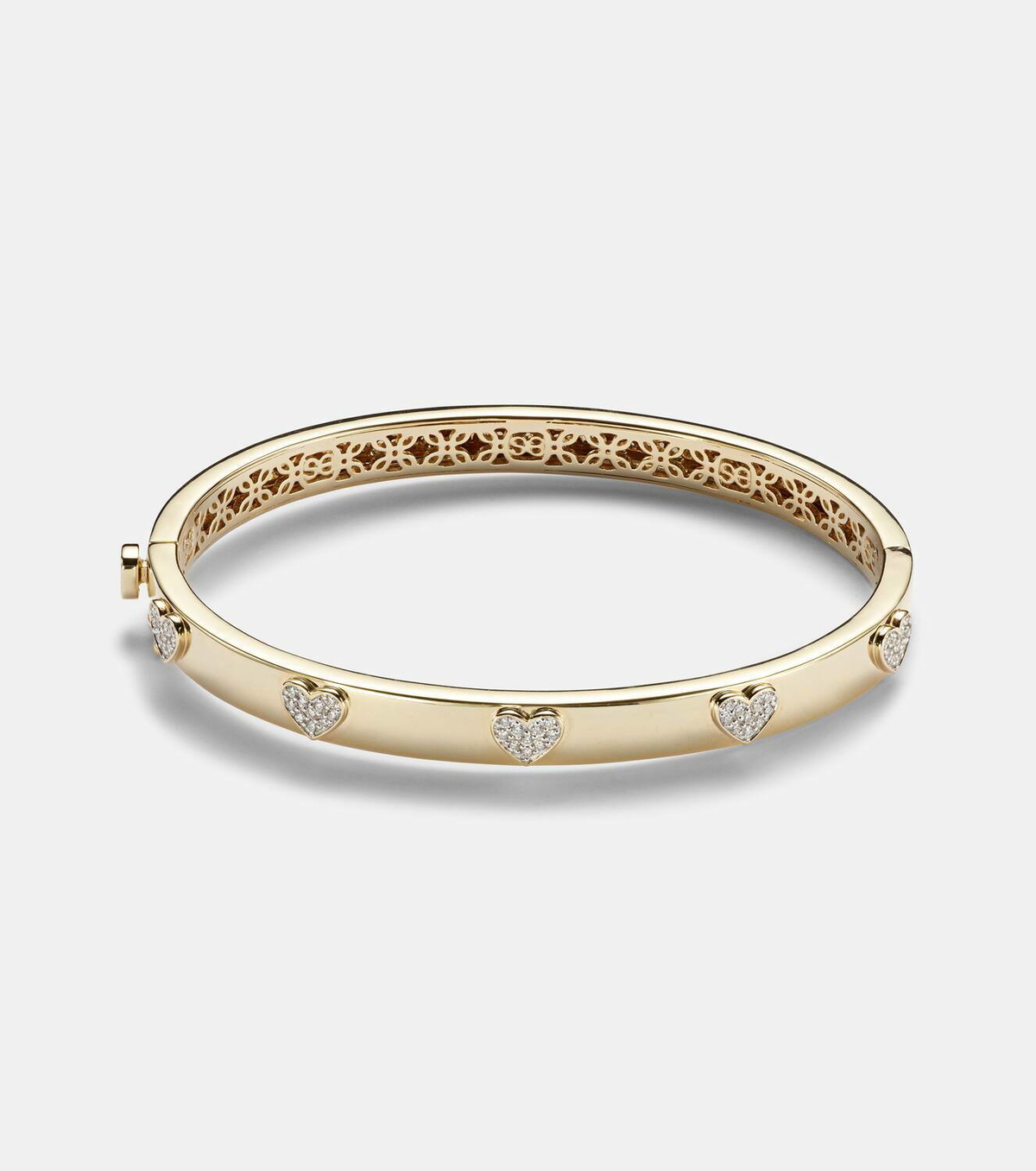 Sydney Evan Heart 14kt gold bangle with diamonds