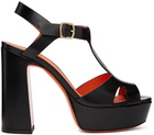 Santoni Black Platform Heeled Sandals