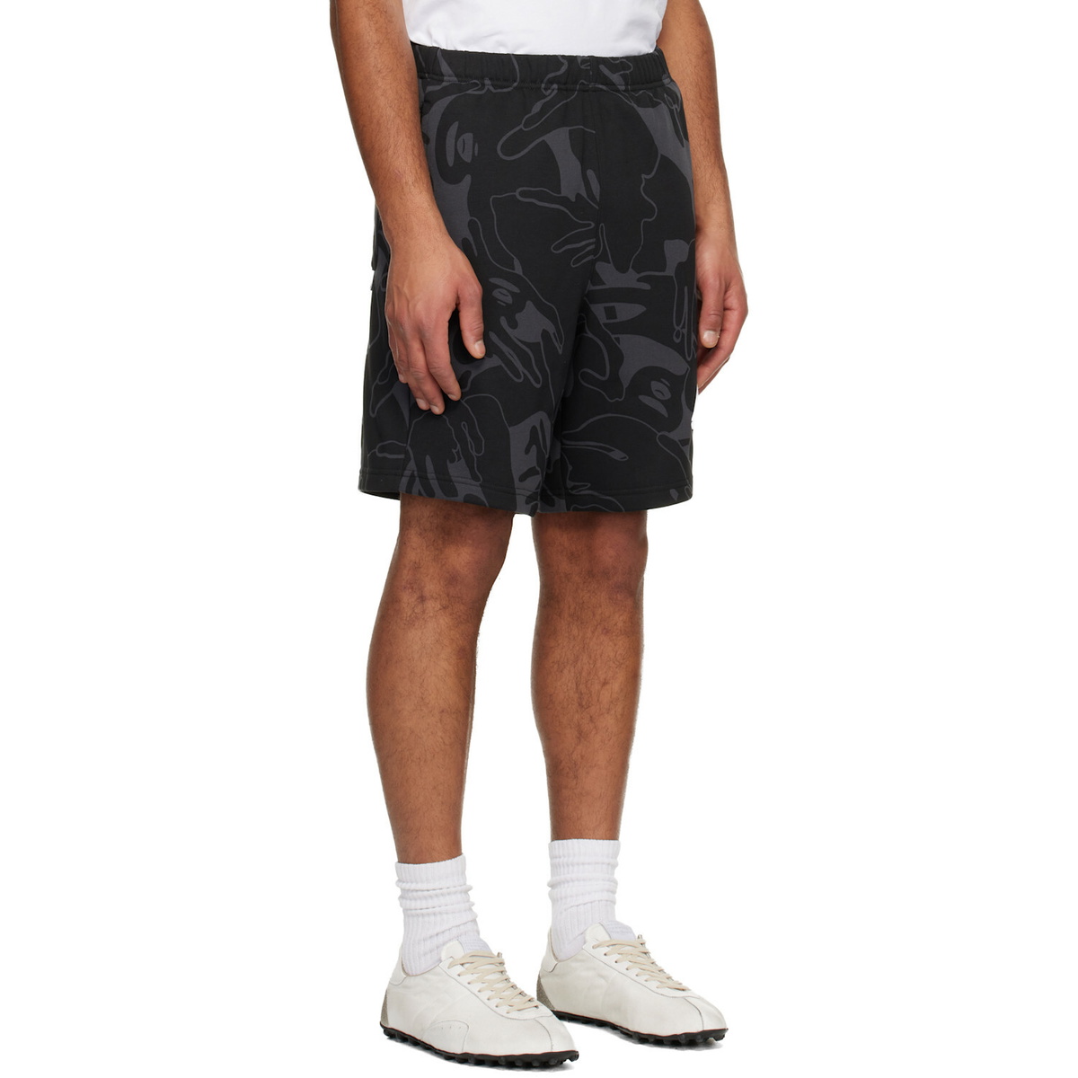 AAPE by A Bathing Ape Black 'AAPENOW' Moonface Logo Camo Sweat Shorts