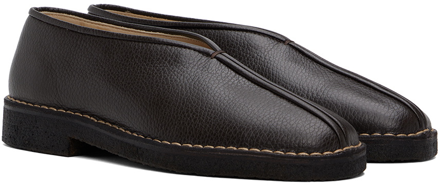 LEMAIRE Brown Piped Crepe Slippers Lemaire