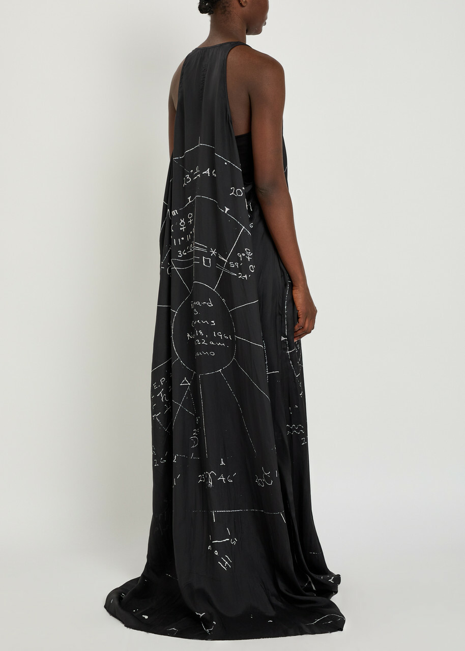 Rick Owens Printed Satin Gown Black