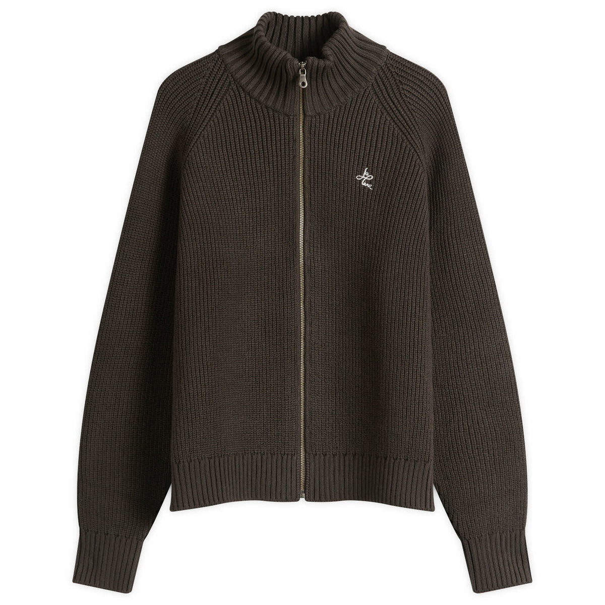 Le Père Men's Zipper Knit Cardigan in Charcoal