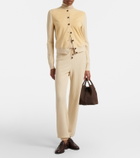 Loro Piana Acacia suede-trimmed cashmere and silk cardigan
