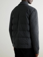 James Perse - Ribbed-Knit and Quilted Shell Down Jacket - Gray