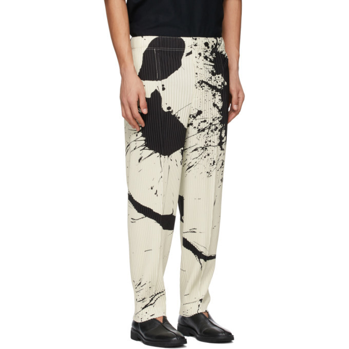 HOMME PLISSE ISSEY MIYAKE SPLASH サルエルパンツ Homme Plisse Issey Miyake White Splash Trousers Homme Plisse Issey