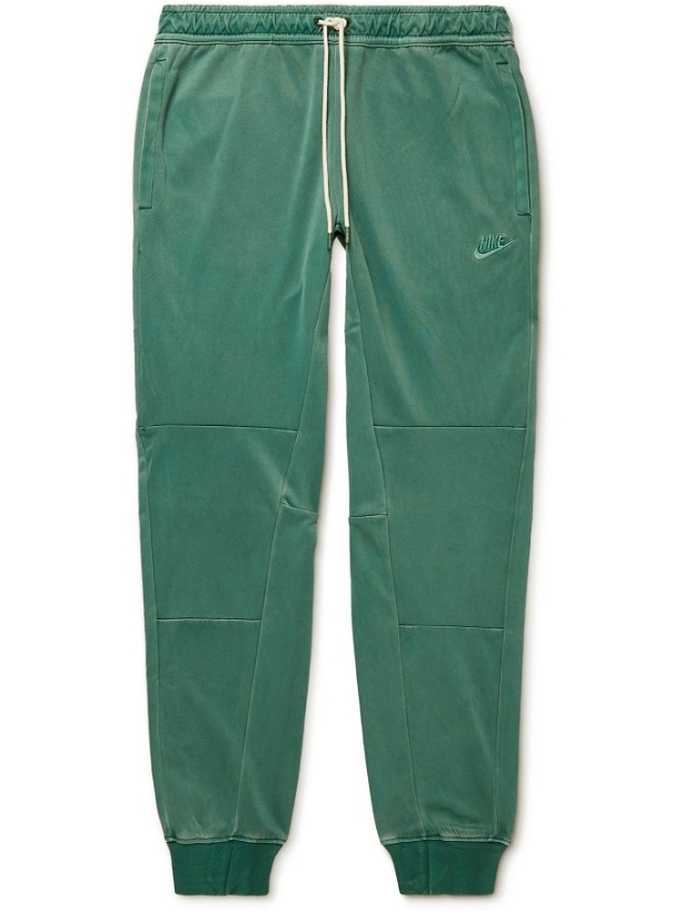Photo: Nike - Tapered Logo-Embroidered Recycled Tech-Jersey Sweatpants - Green