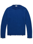 SAINT LAURENT - Distressed Cotton Sweater - Blue