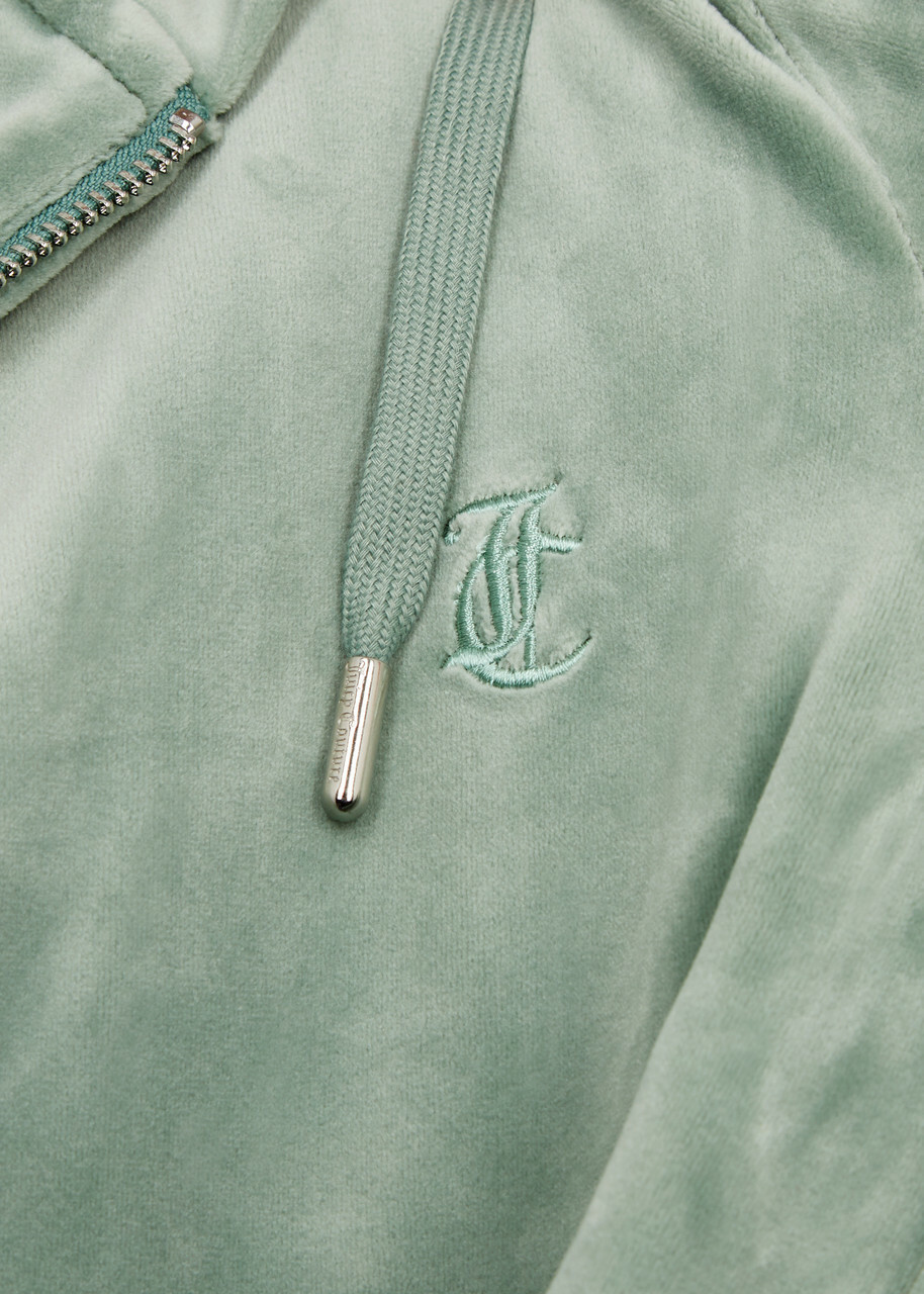Juicy Couture Robertson Hooded Velour Sweatshirt Green