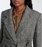Valentino Herringbone shearling-trimmed wool-blend coat