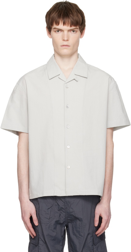 Photo: COOR Gray Panel Line Camp Collar Half Shirt