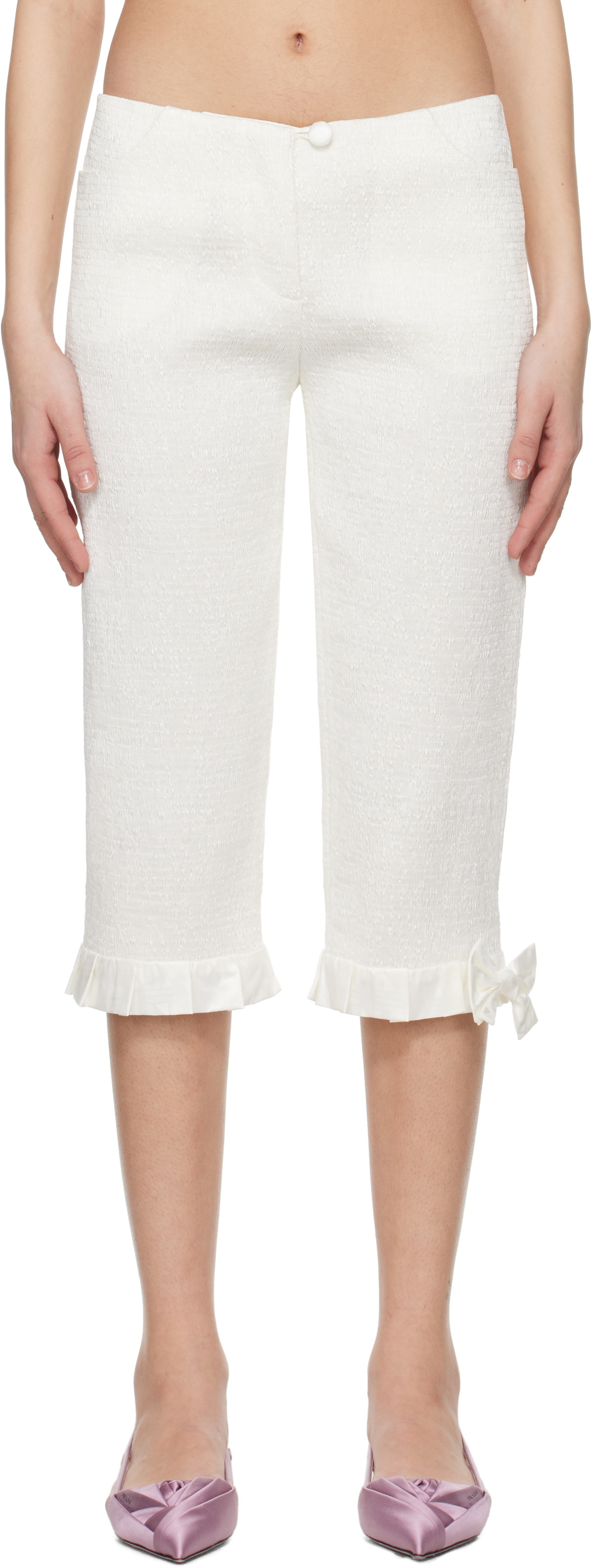 SUPER YAYA Off-White Pantacourt Audrey Trousers