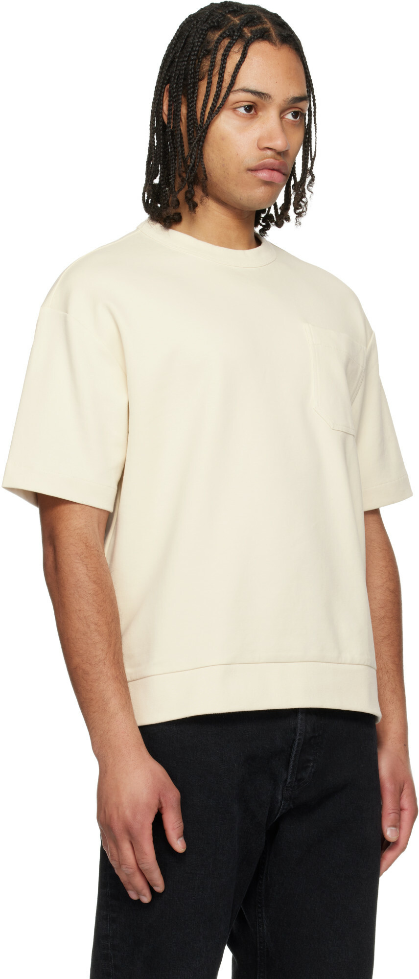 BOSS Off-White Peached Cotton Blend T-shirt
