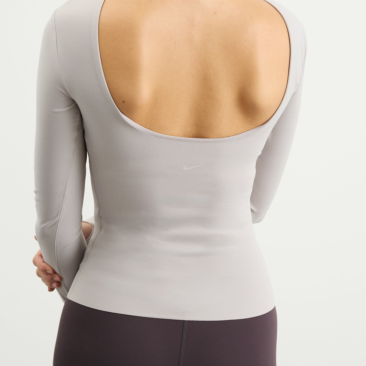 Nike Women's Zenvy Long Sleeve T-Shirt in Grey/White
