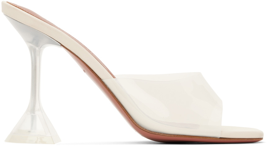 Amina Muaddi Beige Lupita Glass Slipper 95 Heeled Sandals Amina Muaddi