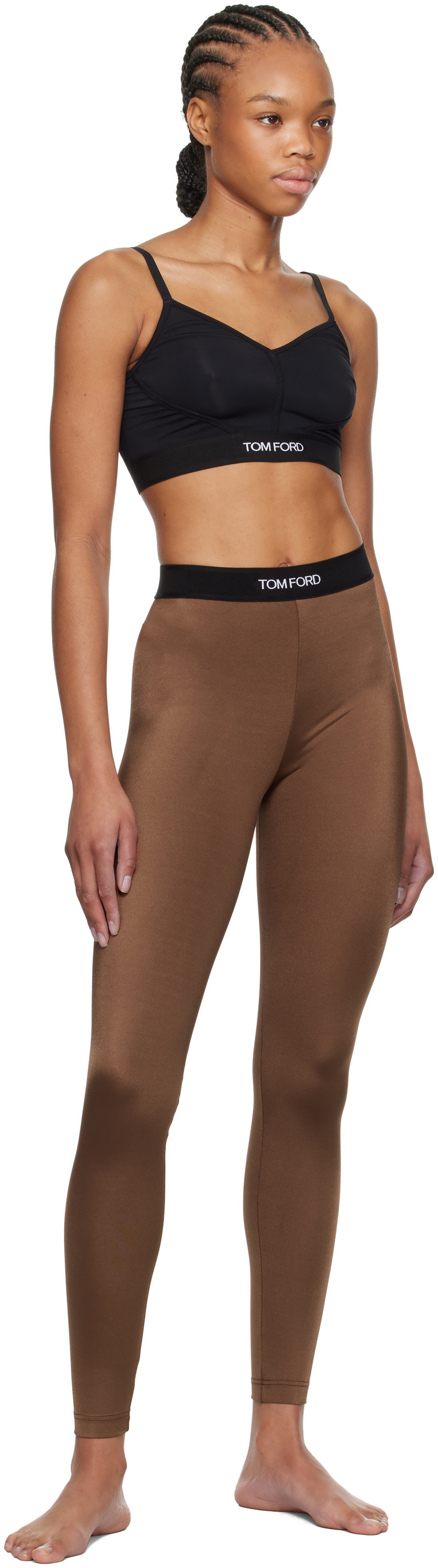 TOM FORD Brown Lustrous Signature Leggings