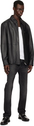 Hugo Black Paneled Leather Jacket