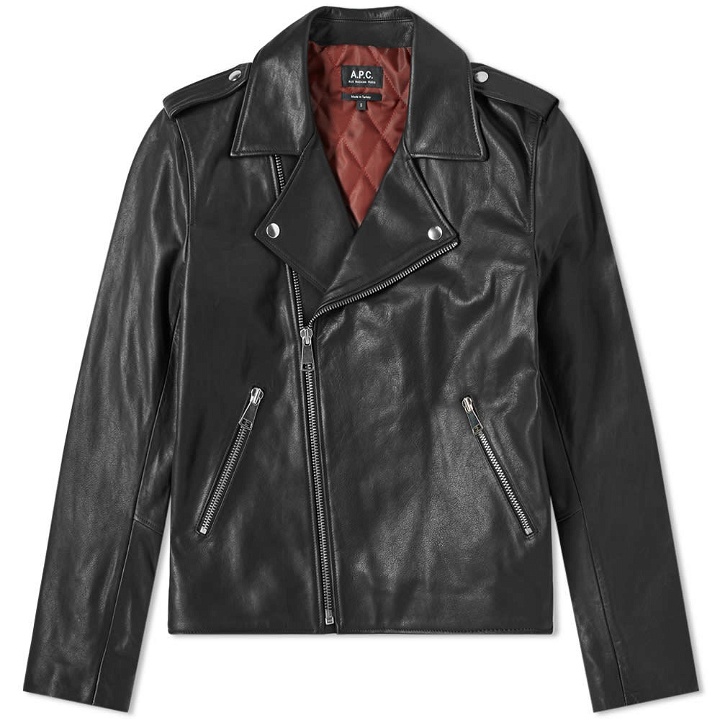 Photo: A.P.C. Perfecto Uno Leather Biker Jacket Black
