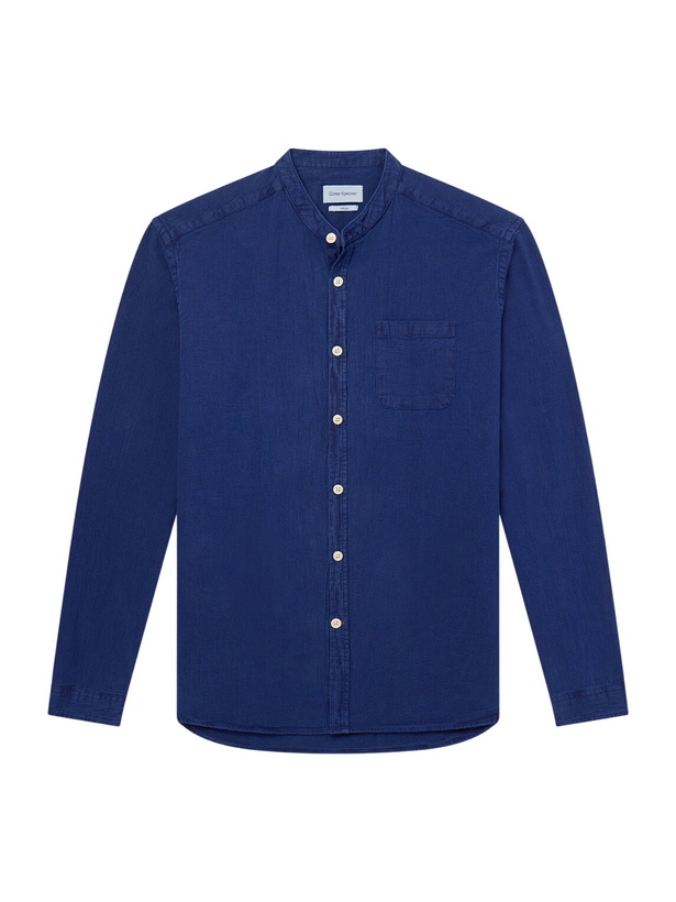 Photo: Oliver Spencer - Kildale Grandad-Collar Cotton Shirt - Blue