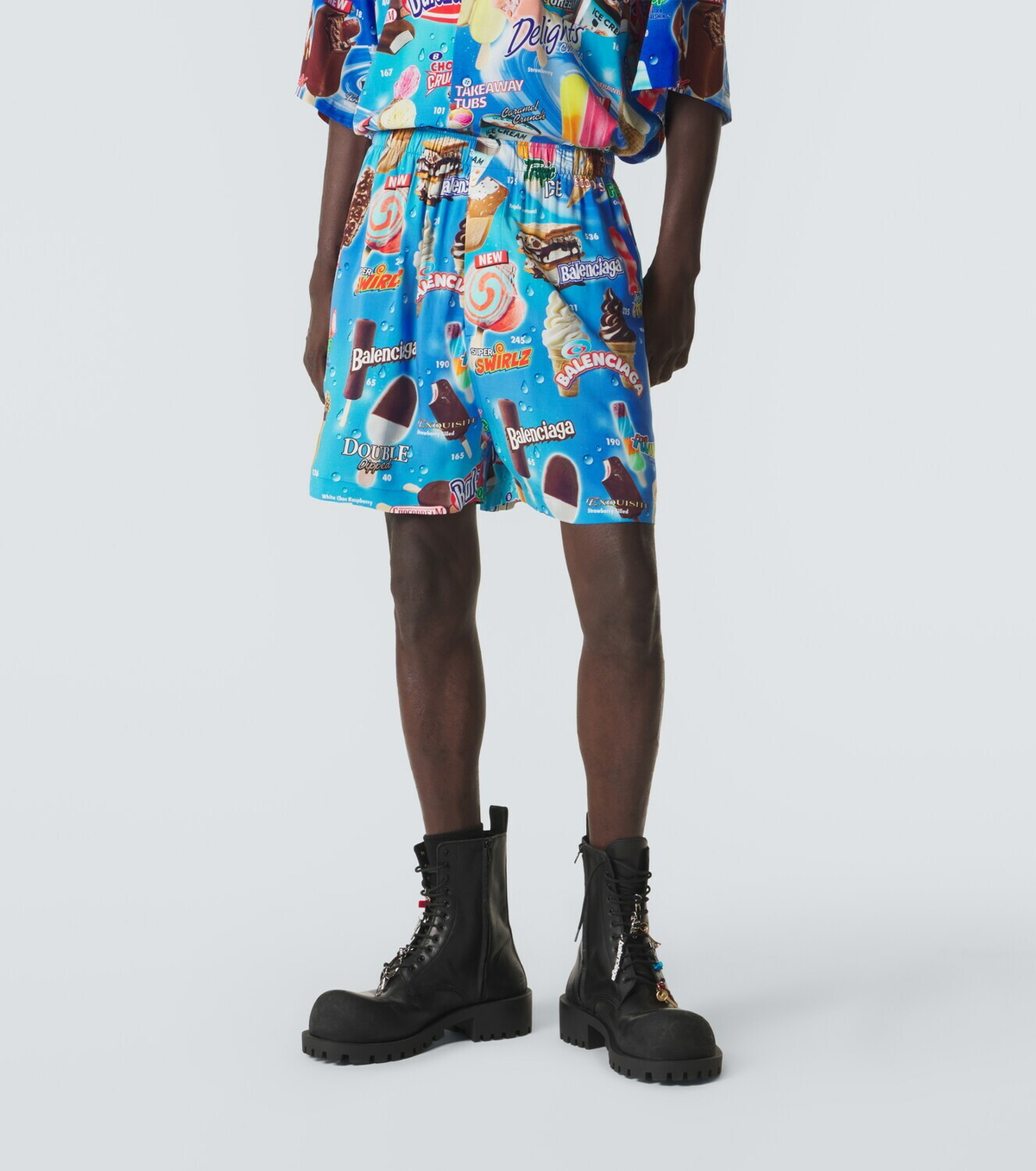 Balenciaga Printed satin shorts