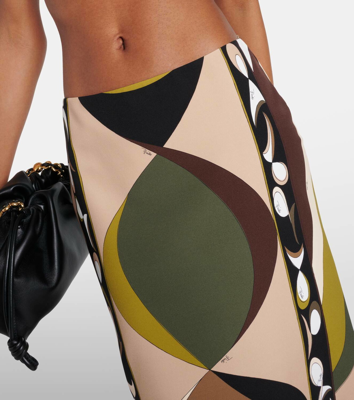 PUCCI abstract-print front-slit skirt - Black