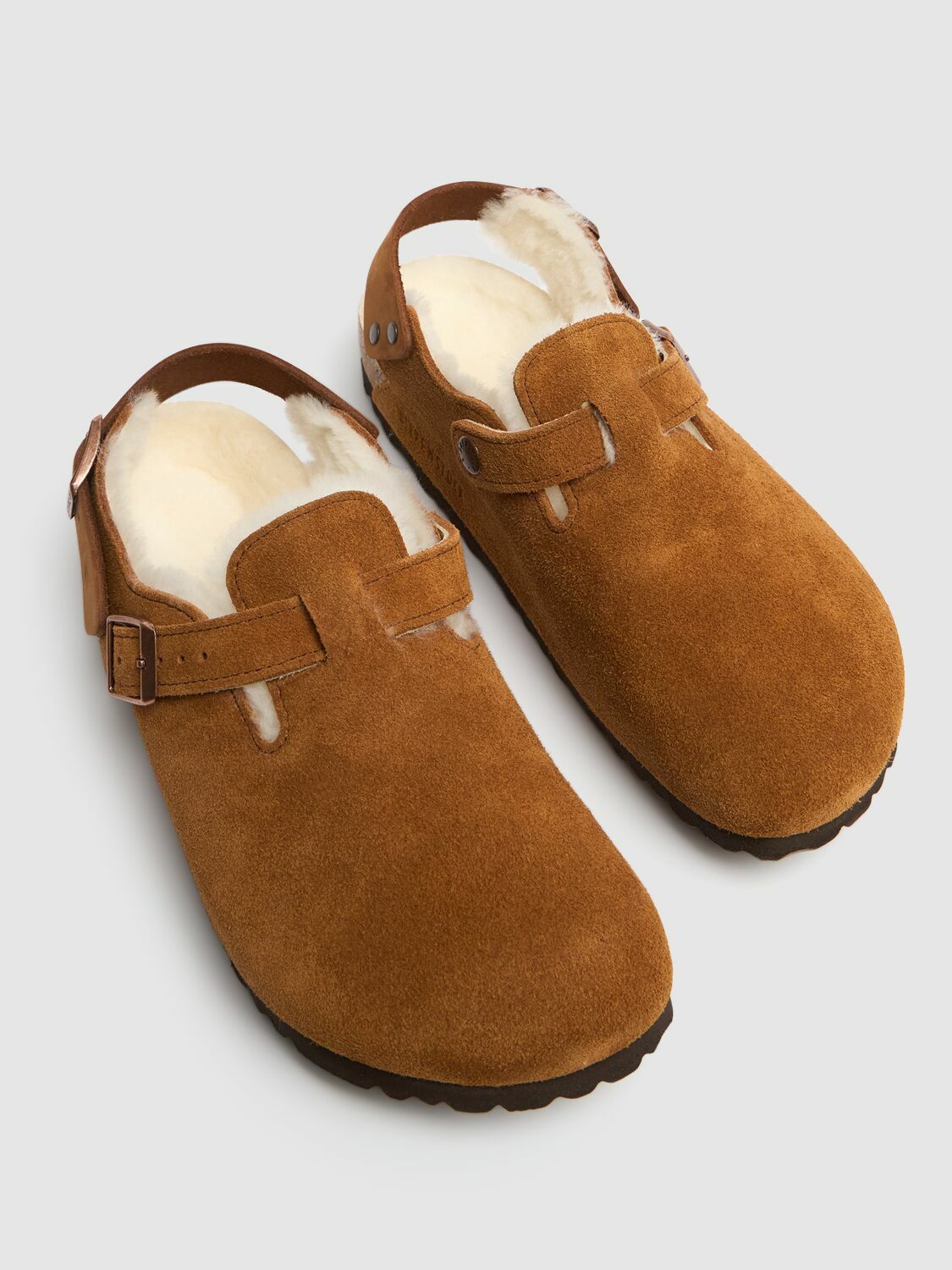 BIRKENSTOCK Tokio Shearling & Suede Sandals Birkenstock