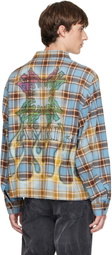 AMIRI Blue MA Quad Bleached Flannel Shirt