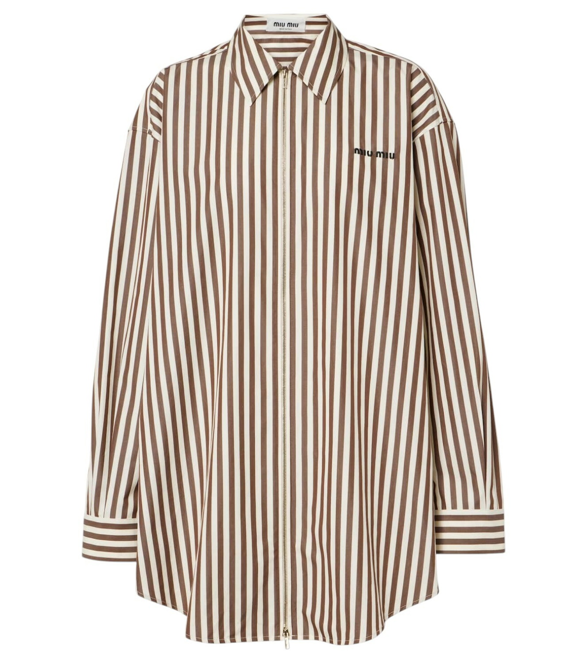 Miu Miu Zip-up striped cotton poplin shirt dress Miu Miu
