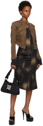 MISBHV Brown Argyle Shirt Midi Dress