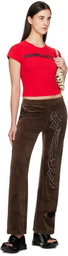 Praying Brown Velvet Flared Lounge Pants