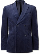 Mr P. - Double Breasted Cotton and Cashmere-Blend Corduroy Blazer - Blue