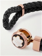MONTBLANC - Woven Leather, Gold-Tone and Enamel Bracelet - Black