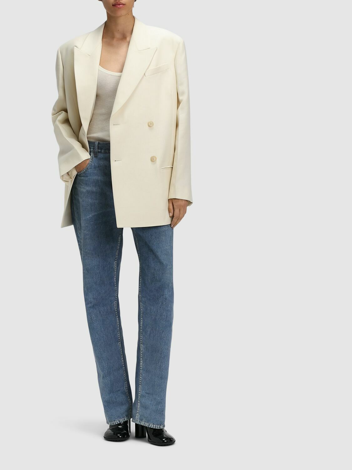 ジャケット THE ROW COSIMA DOUBLE-BREASTED WOOL AND SILK JACKET The Row Cosima wool-silk Blend Jacket | Neutrals | FARFETCH