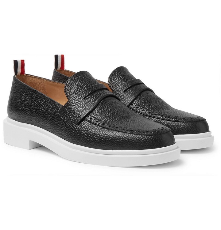 Photo: Thom Browne - Pebble-Grain Leather Penny Loafers - Men - Black