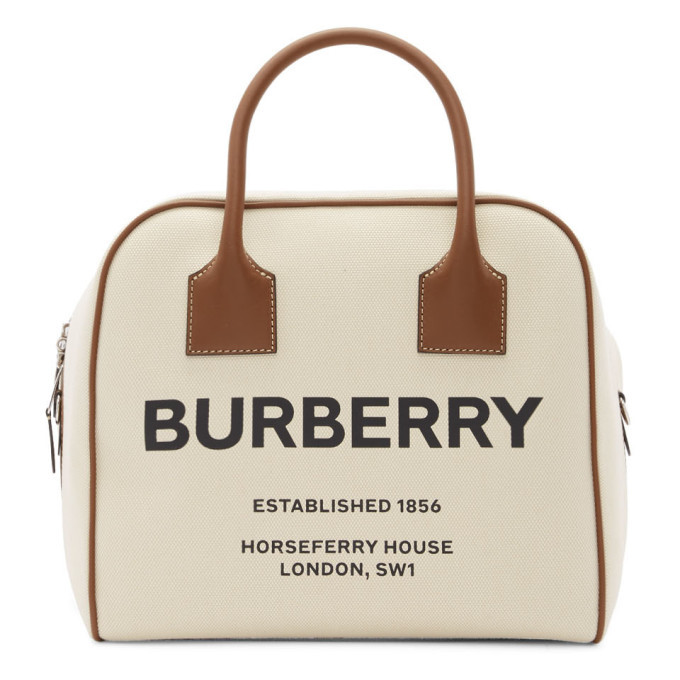 Burberry Beige Woven Portrait Cube Bag Burberry