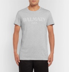 Balmain - Slim-Fit Logo-Print Mélange Cotton-Jersey T-Shirt - Men - Gray