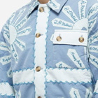 Bode Men's Signature Floral Workwear Jacket in Blue Cream