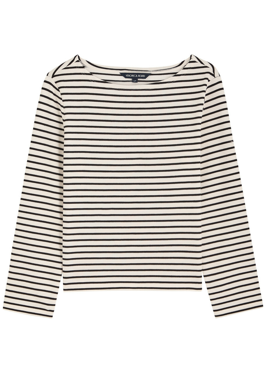 Veronica Beard Hovey Striped Knit top White And Black