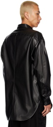 Julius Black Pleated Faux-Leather Jacket