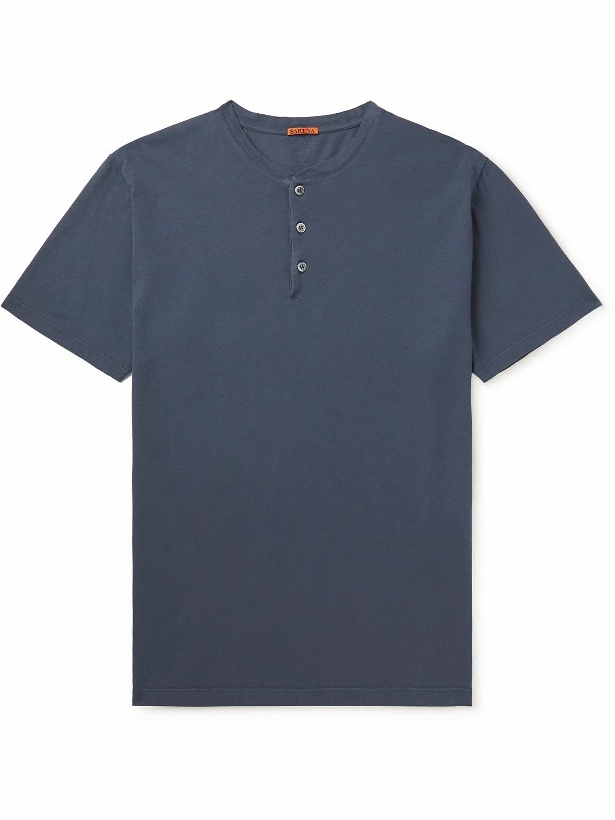 Photo: Barena - Cotton-Jersey Henley T-Shirt - Blue