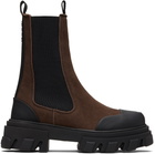 GANNI Brown Cleated Mid Chelsea Boots