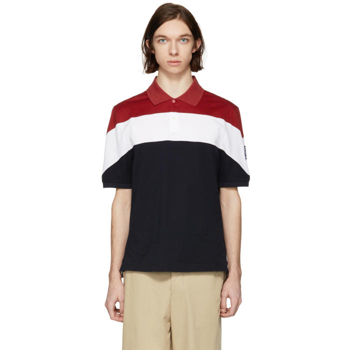 Moncler Gamme Bleu Tricolor Piqué Polo