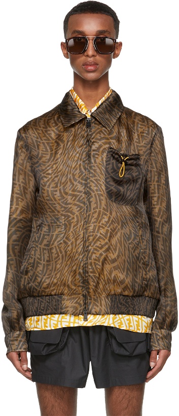 Photo: Fendi Reversible Brown Organza FF Vertigo Jacket