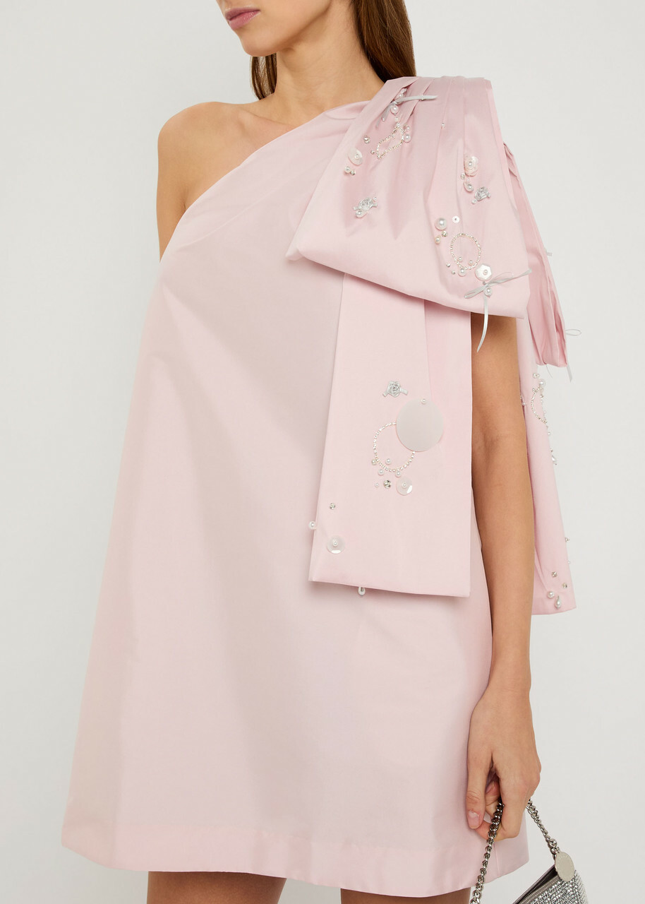 Bernadette Winnie Bow-embellished Taffeta Mini Dress Light Pink